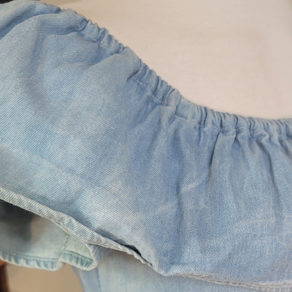 MOTEL ROCKES REVOLVE MINI DENIM OFF SHOULDER DRESS SMALL - Picture 9 of 16